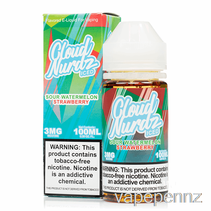 ICE Sour Watermelon Strawberry - Cloud Nurdz - 100mL 3mg VAPE NZ